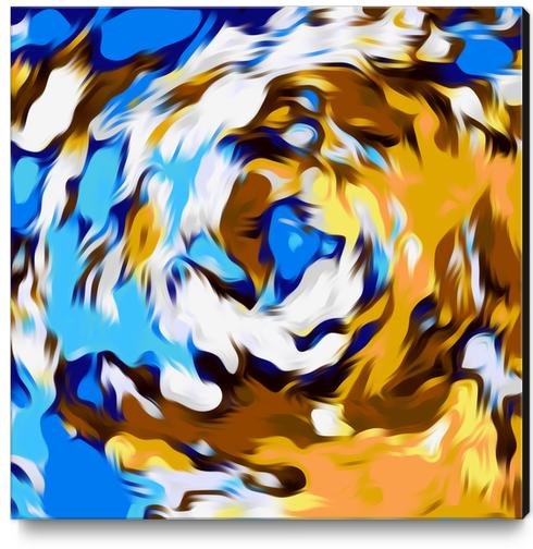 yellow brown and blue spiral painting texture abstract background Canvas Print by Timmy333