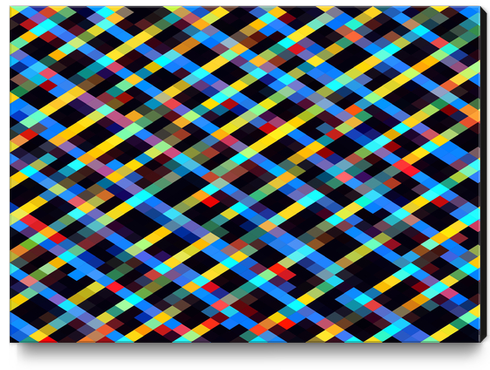 geometric pixel square pattern abstract background in blue yellow red orange Canvas Print by Timmy333