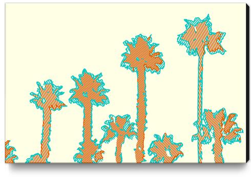 brown and blue palm trees with yellow background Canvas Print by Timmy333