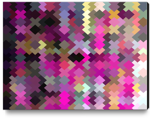 geometric square pixel pattern abstract in purple pink yellow Canvas Print by Timmy333