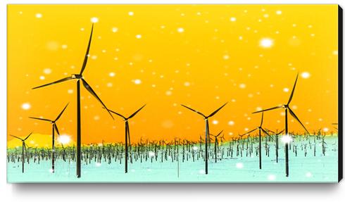 wind turbine at the desert with snow in winter Canvas Print by Timmy333