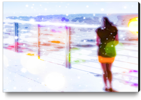 standing alone at the beach with summer light Canvas Print by Timmy333