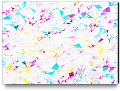 psychedelic geometric triangle polygon pattern abstract background in pink blue yellow Canvas Print by Timmy333