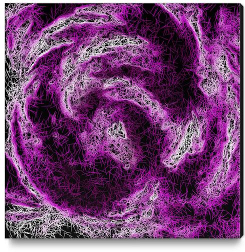 psychedelic geometric painting abstract in pink purple white and black Canvas Print by Timmy333