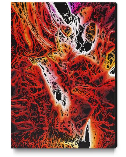 psychedelic painting abstract background in orange brown and black Canvas Print by Timmy333