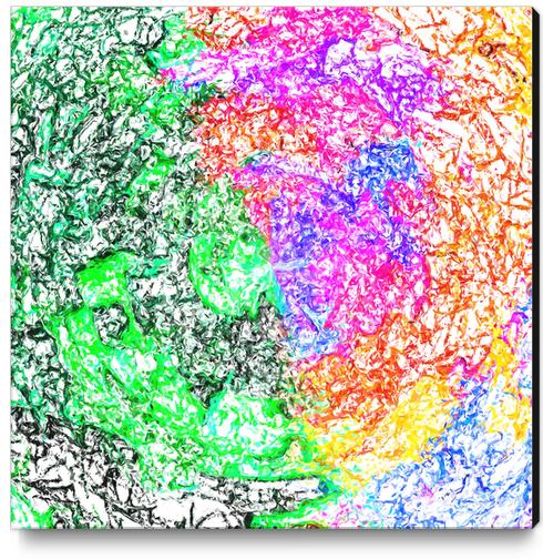 psychedelic splash painting abstract in pink purple green blue orange and yellow Canvas Print by Timmy333