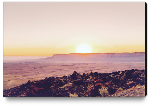 summer sunset over the mountain in the desert in Utah, USA Canvas Print by Timmy333