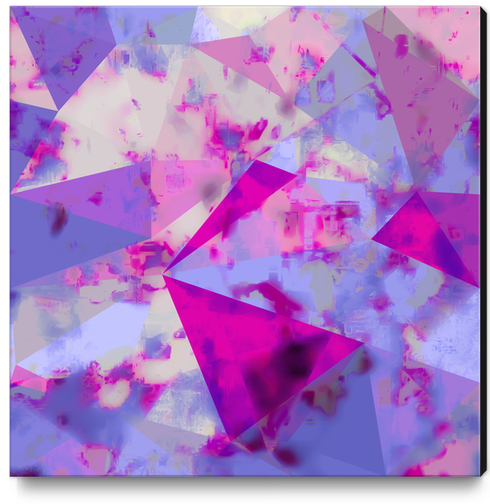 geometric triangle pattern abstract background in pink and blue Canvas Print by Timmy333