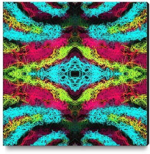 psychedelic graffiti geometric drawing abstract in blue pink yellow Canvas Print by Timmy333