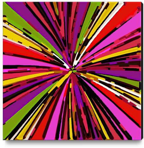 psychedelic geometric graffiti line pattern in pink purple yellow green red Canvas Print by Timmy333