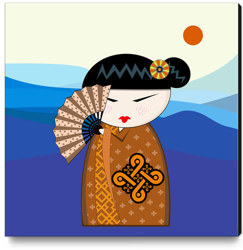 Brown kokeshi Canvas Print by PIEL Design