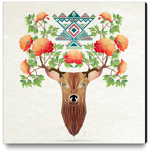 deer flowers Canvas Print by Manoou