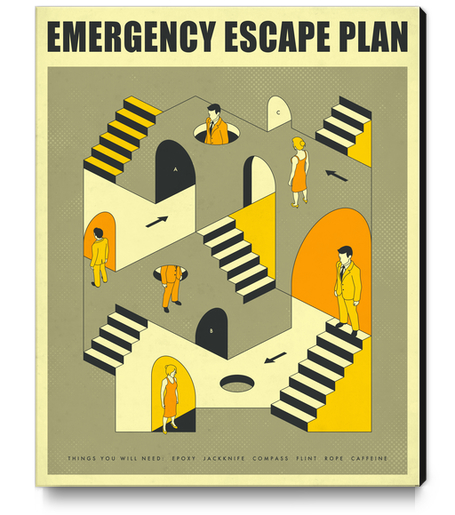 EMERGENCY ESCAPE PLAN 3 Canvas Print by Jazzberry Blue