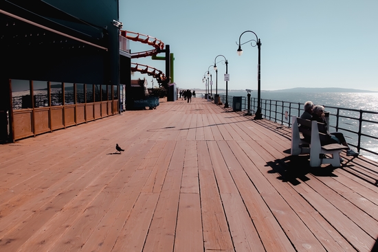 Summer at Santa Monica Pier California USA with blue sky by Timmy333