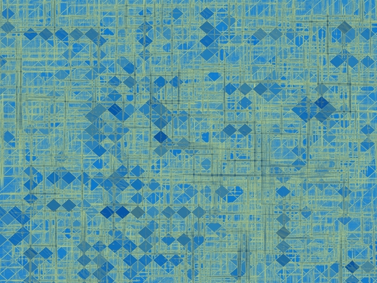 geometric square pixel pattern abstract in blue by Timmy333