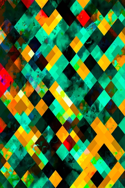 green and yellow geometric pixel square pattern abstract background by Timmy333