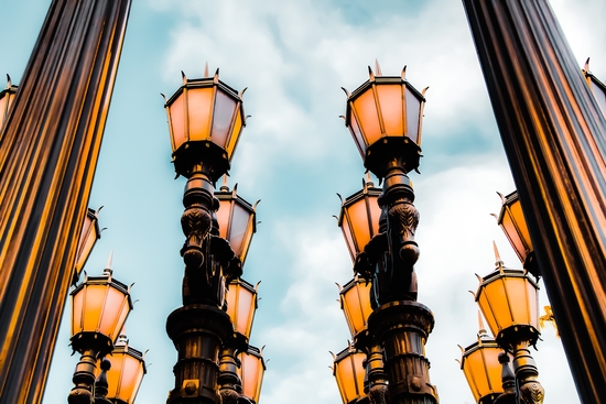 Urban Lights at LACMA, Los Angeles, California, USA with blue sky by Timmy333