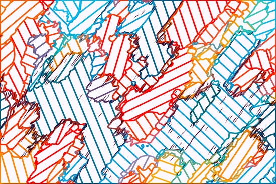 fractal geometric line abstract background in red blue yellow by Timmy333