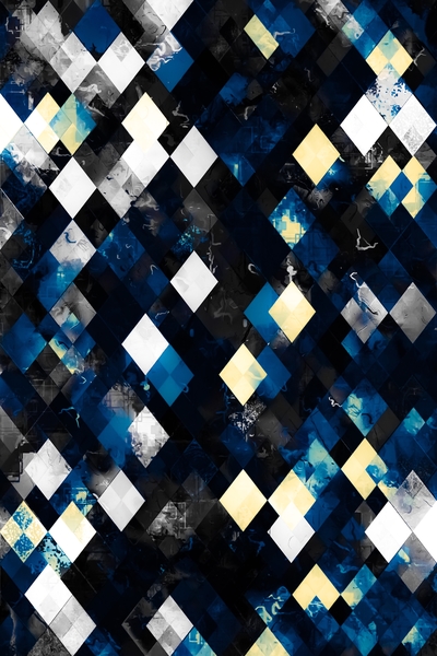 geometric pixel square pattern abstract background in blue yellow by Timmy333