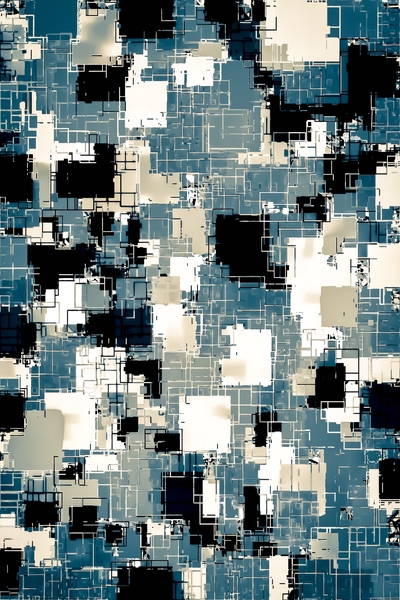 geometric pixel square pattern abstract background in blue black and white by Timmy333