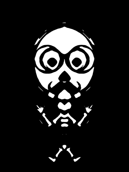 old skinny skull and bone with glasses in black and white by Timmy333