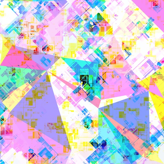 geometric triangle pattern abstract background in pink blue yellow green by Timmy333