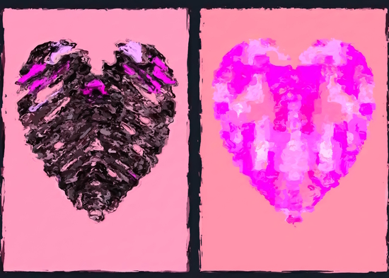 pink heart and black heart shape with pink background by Timmy333