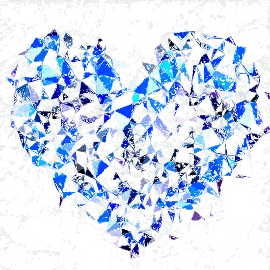 blue heart shape abstract with white abstract background by Timmy333