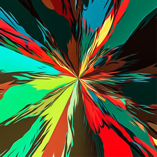 geometric splash painting abstract in red green yellow blue and brown by Timmy333