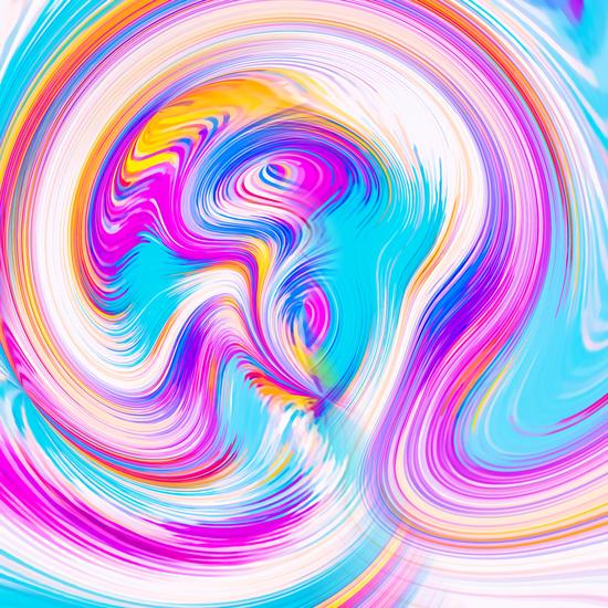 pink blue yellow and white spiral pattern abstract background by Timmy333