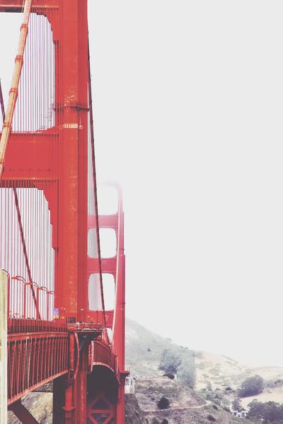 Golden Gate bridge, San Francisco, USA with foggy sky in winter by Timmy333