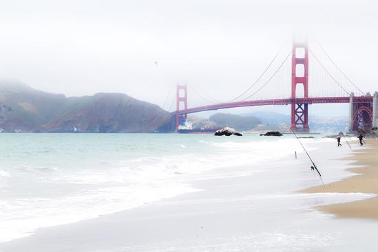 Golden Gate bridge, San Francisco, USA with beach view by Timmy333