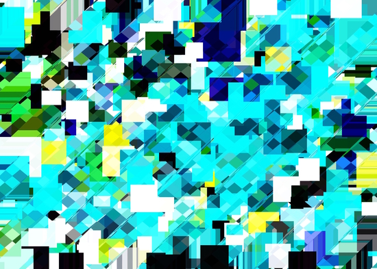 geometric square pixel pattern abstract in blue and yellow by Timmy333