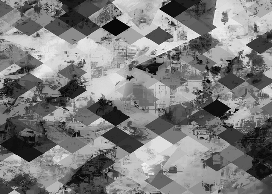 psychedelic geometric square pixel pattern abstract background in black and white by Timmy333