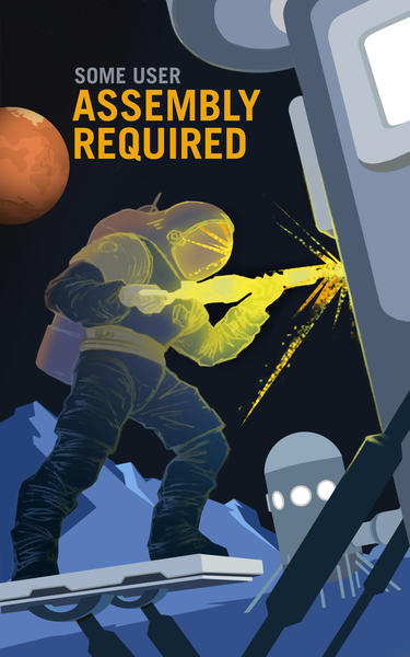 Assembly Required to Build our Future on Mars and its Moons - NASA KSC Space Tourism Poster by Space Travel