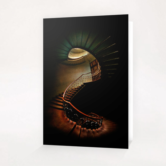 Spiral staircase in green and red Greeting Card & Postcard by Jarek Blaminsky