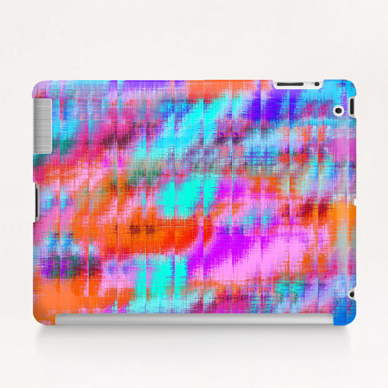 psychedelic geometric painting texture abstract background in pink blue orange purple Tablet Case by Timmy333