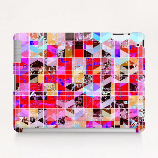 geometric square and triangle pattern abstract in red pink blue Tablet Case by Timmy333