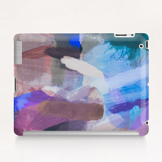 brush painting texture abstract background in blue purple brown Tablet Case by Timmy333