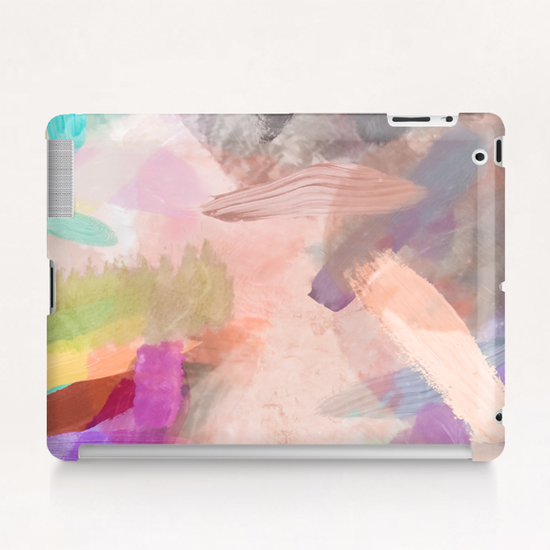 brush painting texture abstract background in pink purple yellow green Tablet Case by Timmy333