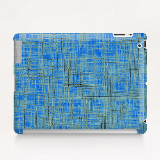 geometric square pattern drawing in blue Tablet Case by Timmy333