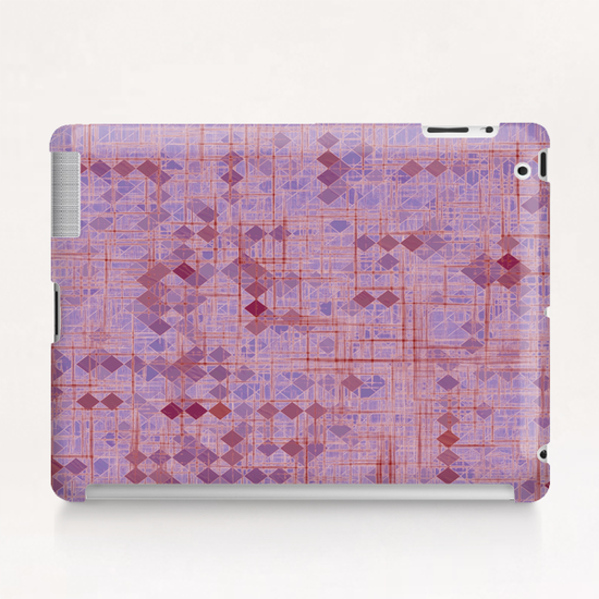 geometric square pixel pattern abstract in pink and purple Tablet Case by Timmy333