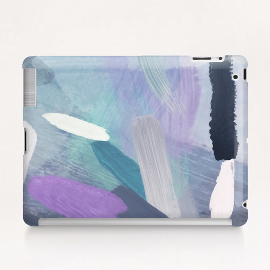 brush painting texture abstract background in purple green black Tablet Case by Timmy333