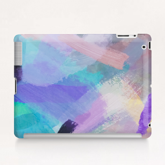 brush painting texture abstract background in blue pink purple Tablet Case by Timmy333