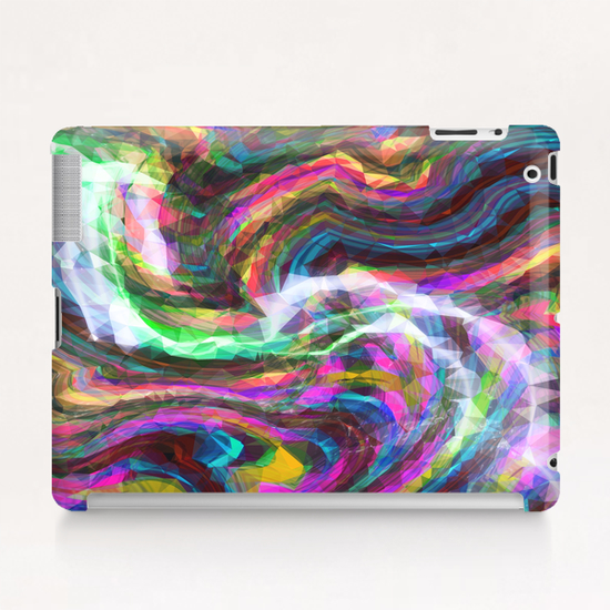 psychedelic geometric polygon pattern abstract in blue yellow green pink purple Tablet Case by Timmy333