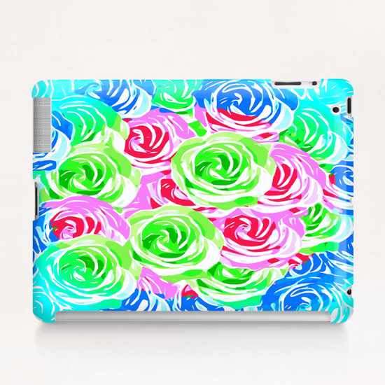 colorful rose pattern abstract in pink blue green Tablet Case by Timmy333