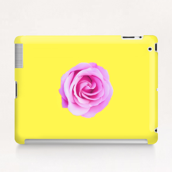 closeup pink rose with yellow background Tablet Case by Timmy333