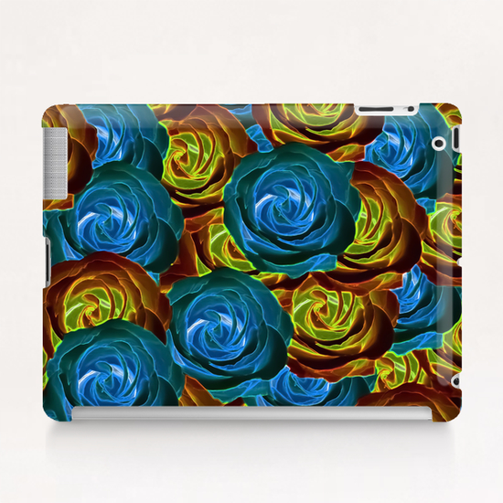 closeup rose pattern texture abstract in blue red and yellow Tablet Case by Timmy333