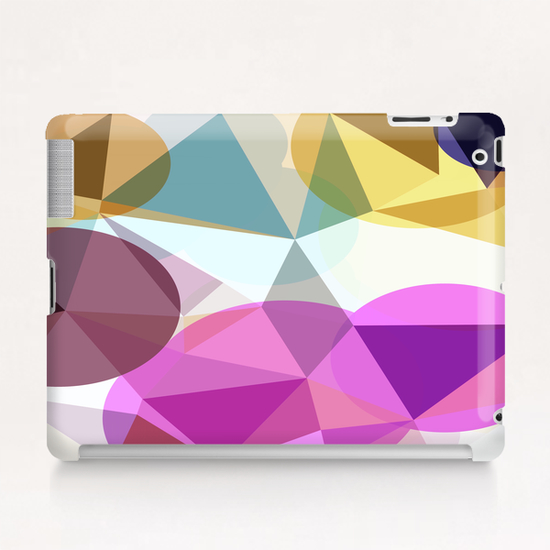 geometric triangle and circle pattern abstract in pink blue yellow Tablet Case by Timmy333