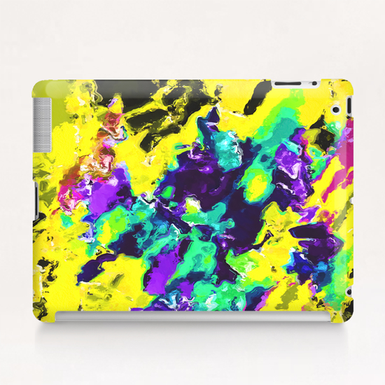 psychedelic splash painting abstract texture in yellow blue green purple Tablet Case by Timmy333